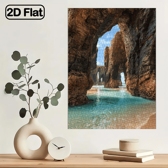 1000 - piece Jigsaw Puzzle, Coastal Rock Arches Design, Cardboard Material, Ideal for New Year Boxing Day Relaxation. 29.4*19.6in