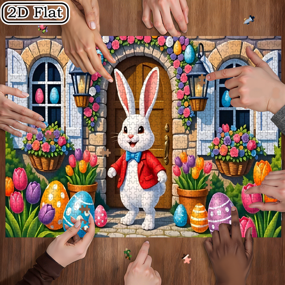 1000-piece fun jigsaw puzzle - cheerful Easter bunny, suitable for adults aged 12 and above, 15 x 20.5 inches.