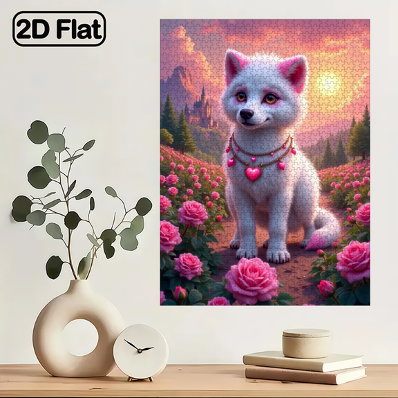 1000-piece fun jigsaw puzzle - cute white fox, suitable for adults aged 12 and above, 15 x 20.5 inches.