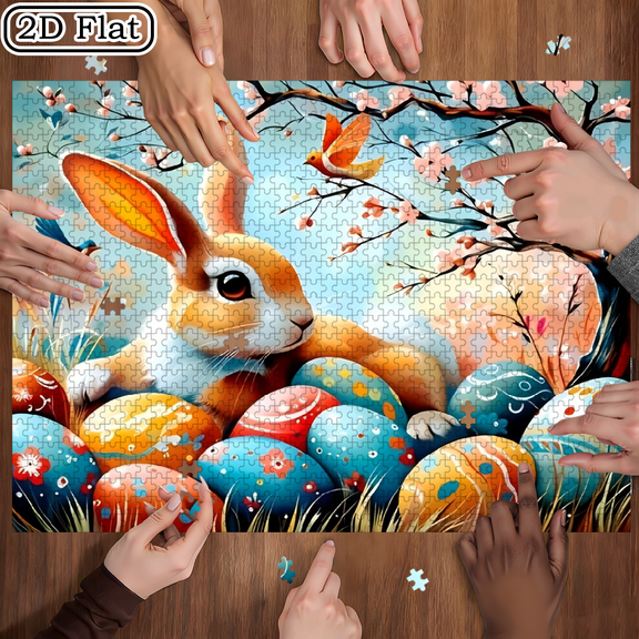 1000-piece fun jigsaw puzzle - lively Easter bunny, suitable for adults aged 12 and above, 15 x 20.5 inches.