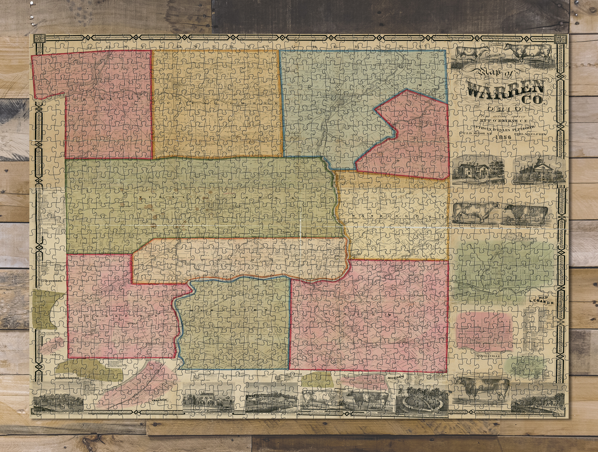 1000 piece puzzle1856 MapTitle Map of Warren Co., OhioSubject
