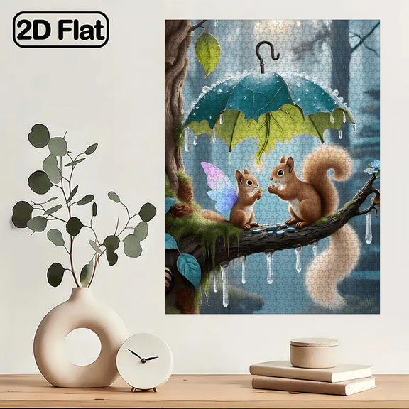 1000-piece puzzle: The Mysterious Encounter of the Squirrel in the Rain