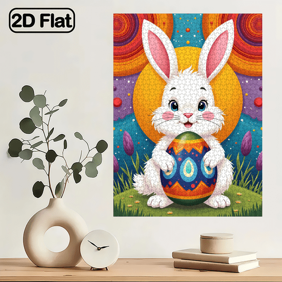1000 pieces of fun puzzles - cute Easter bunny-shaped pieces, suitable for adults aged 12 and above, 15 x 20.5 inches.
