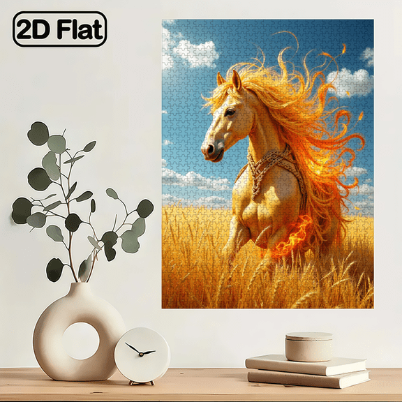 1000 pieces of vertical paper jigsaw puzzle - Fire-breathing Horse, size 29.5 * 20 inches.