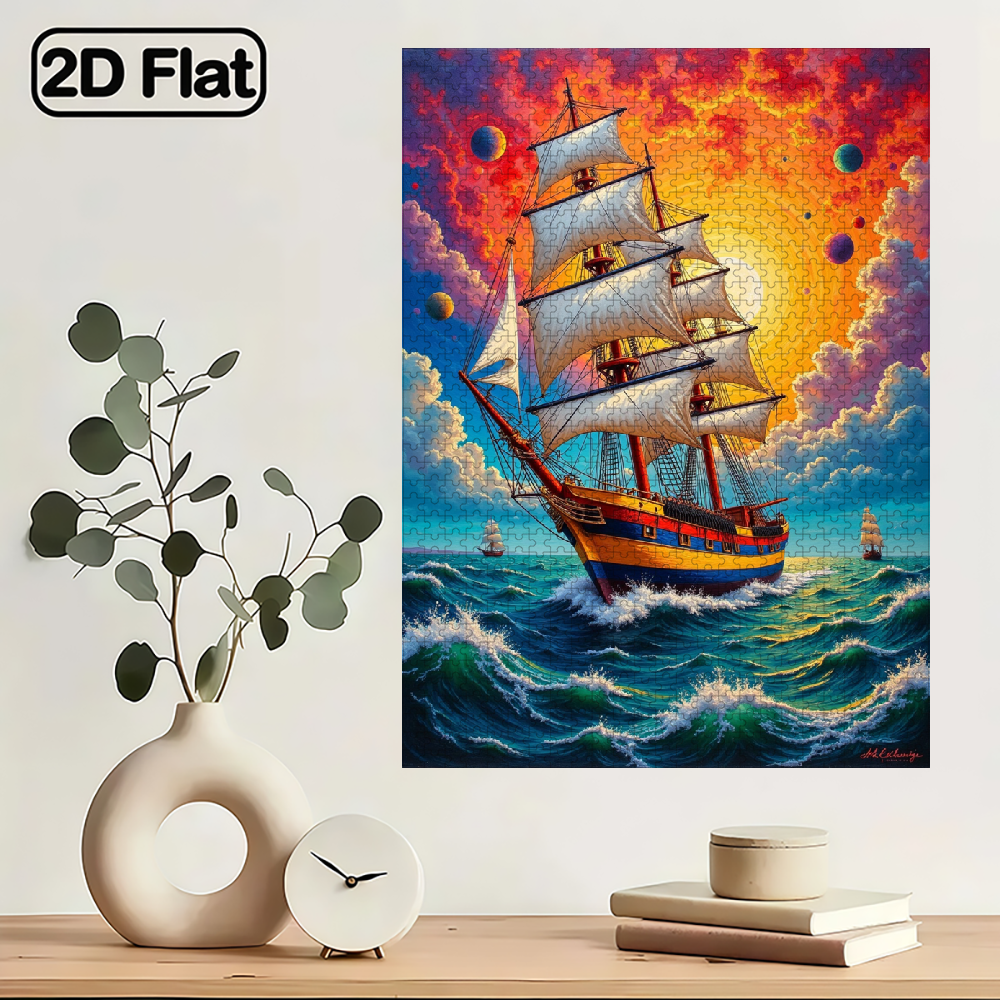 1000 pieces of vertical paper jigsaw puzzles - colorful sailing ships, with dimensions of 29.5 * 20 inches.