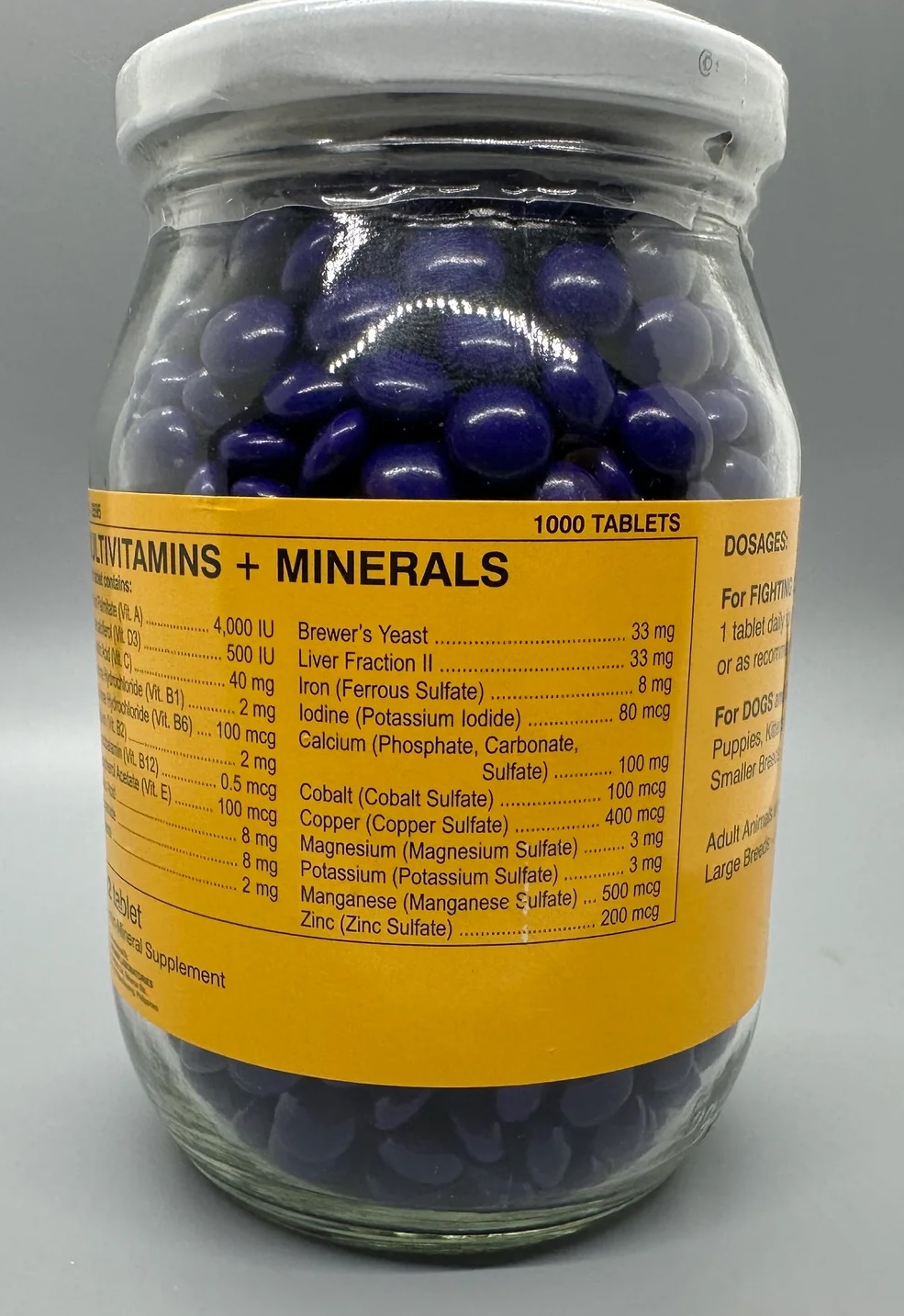 1000 tabs V22 MultiVitamins + Minerals strong legs and wing muscles