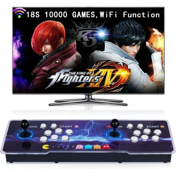 10000 in 1 Pandoras Box WIFI 18S Arcade Game Console , Retro Game Machine for PC & Projector & TV, 2-4 Players, 3D Games, Search/Hide/Save/Load/Pause Games, 1280X720, Whole Console