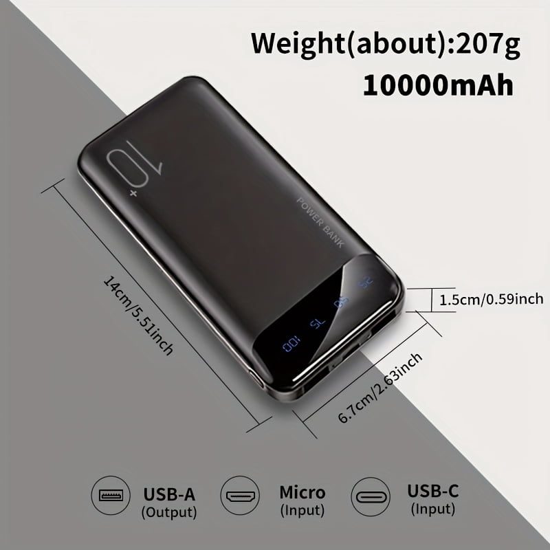 10000/20000mAh High-capacity Portable Power Bank, Supporting (USBx2 Output, Type-c/micro Input,)suitable for Charging Smartphones and Digital Electronic Devices, Emergency Backup Battery Pack