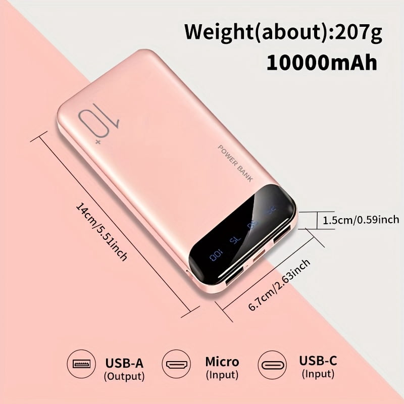 10000/20000mAh High-capacity Portable Power Bank, Supporting (USBx2 Output, Type-c/micro Input,)suitable for Charging Smartphones and Digital Electronic Devices, Emergency Backup Battery Pack