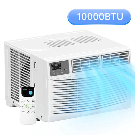 10000 BTU Intelligent Window Air Conditioner: Cools 450 sq. ft., LED Display, Remote Control, 3-in-1 Dehumidifier & Fan