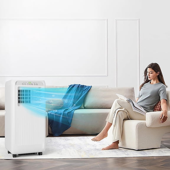 10000 BTU Portable Air Conditioner, 3 In 1 Free Standing AC Unit Cooling Up to 450 Sq.Ft, Small Air Cooler, Dehumidifier and Fan, Indoor Air Conditione with Remote, White