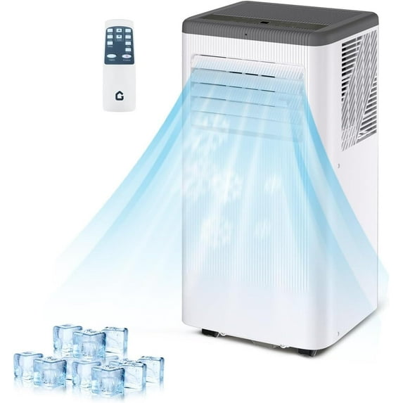 10000 BTU Portable Air Conditioner, Cools Up to 560 Sq. Ft., Portable AC Unit with Cooling, Dehumidifier and Fan Functions, Remote Control, LED Display, and Window Venting Kit Included