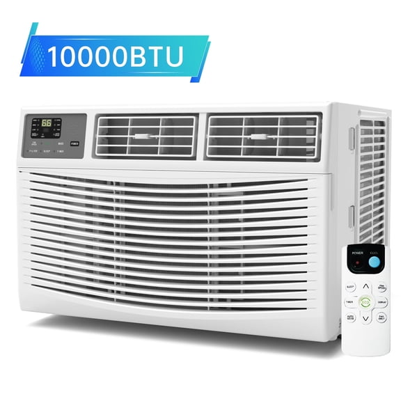 10000 BTU Window AC with Remote: 450 sq. ft. Cooling Capacity, Intelligent LED Display, Built-in Dehumidifier & Fan