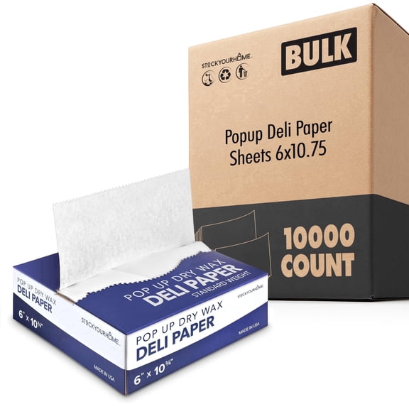 10000 Count Pre-Cut Deli Wax Sheets, 6 in Heavy Duty Pop Up Wax Paper for Restaurants, Disposable Wraps for Burritos, Hot Dogs, Sandwiches