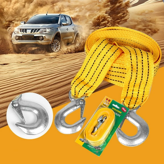 10000 LB Heavy Duty Recovery Tow Strap with Safety Forged Hooks, High Strength Polyester Vehicle Towing Rope for Cars, Trucks, Trailers, ATVs, Roadside Emergency Breakdown Rescue