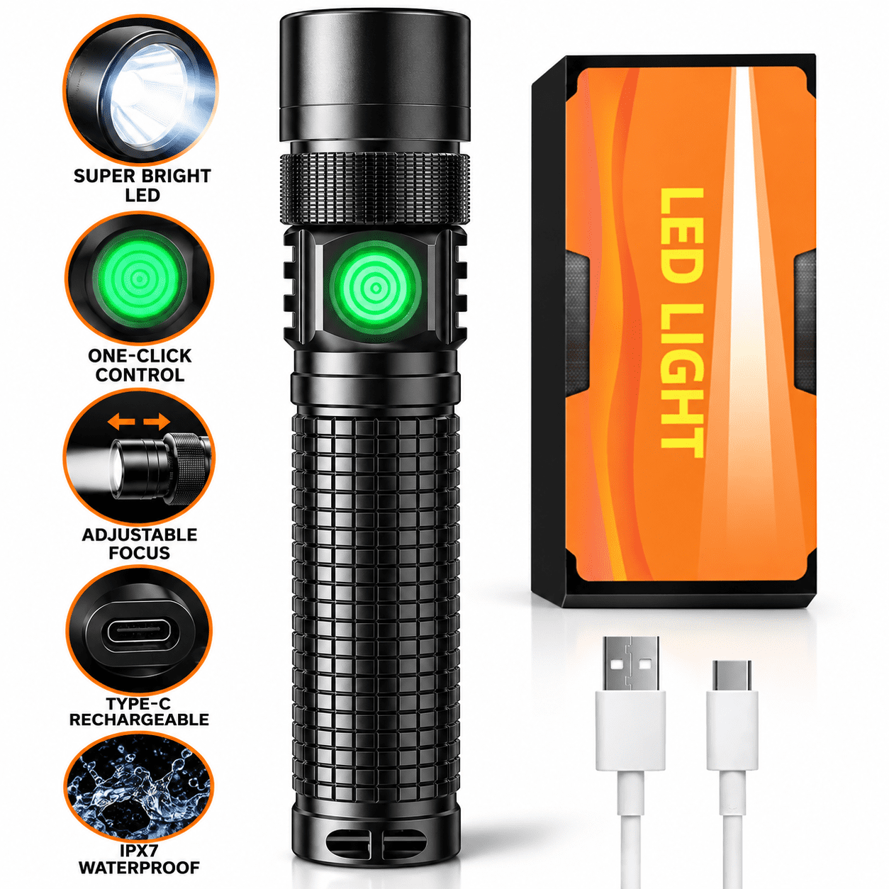 MoonSun 10000 Lumens Rechargeable Flashlights, Powerful Flashlight for Home Hiking Hunting Camping, Zoomable Outdoor LED Handheld Flashlights