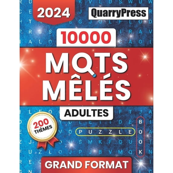 10000 Mots Mêlés Adultes: 200 Grilles Gros caractères Pour Malvoyants Et Seniors Avec Solution (Paperback)