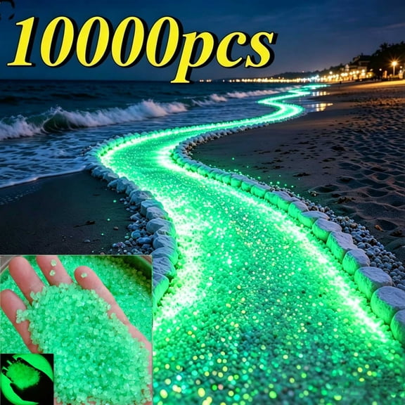 10000 Pcs 0.12-0.20" Glow in The Dark Rocks for Fish Tank Aquarium Luminous Gravel Bulk Pebble Craft Small Landscaping Glow Sand Stone for Potted Plant Landscaping Decor (Teal Green)