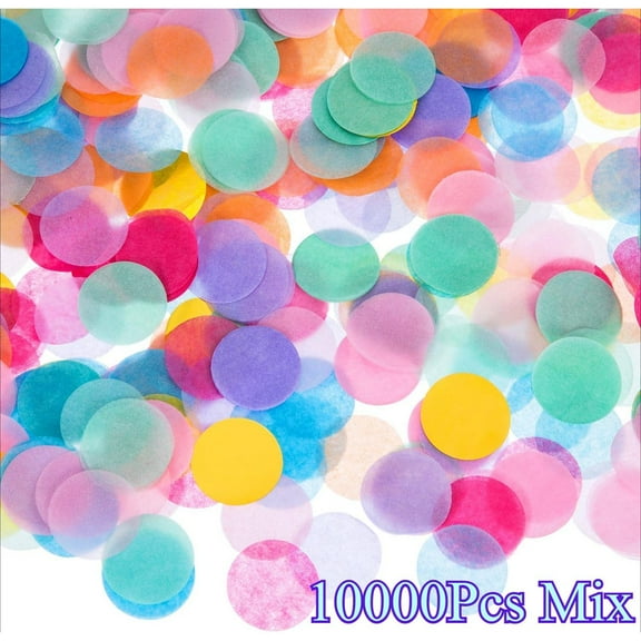 10000 Pieces 1 Inch Tissue Paper Confetti Round,Multicolor Tissue Paper Confetti Circles Rainbow Confetti Tissue Paper Circles for Arts Craft DIY Scrapbooking Birthday Party Festival Tissue,Springtok