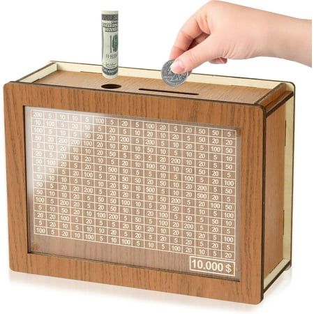10000 Savings Challenge Box, Money Saver Box 10k Smash, Wooden Digital Save Piggy Bank for Adults Kids, Cash Vault Wooden Savings 10,000 Dollar, Caja De Ahorros, Cashbox Kakeibo