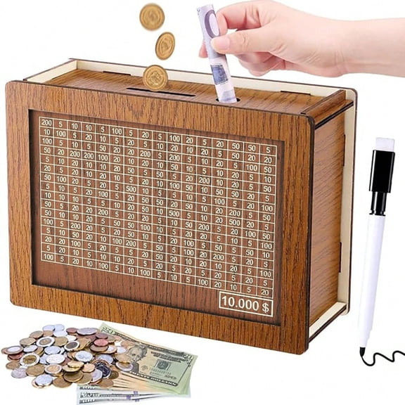 10000 Savings Challenge Box, Visual Tracker for Cash & Coin Saving Goals