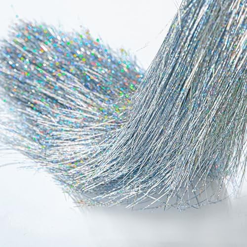 10000 Strands Christmas Tinsel Icicles Silver Iridescent Tinsel Foil Fringe Icicles Christmas Tree Tinsel Decoration for Christmas Birthday Wedding Party Hanging Decoration$$