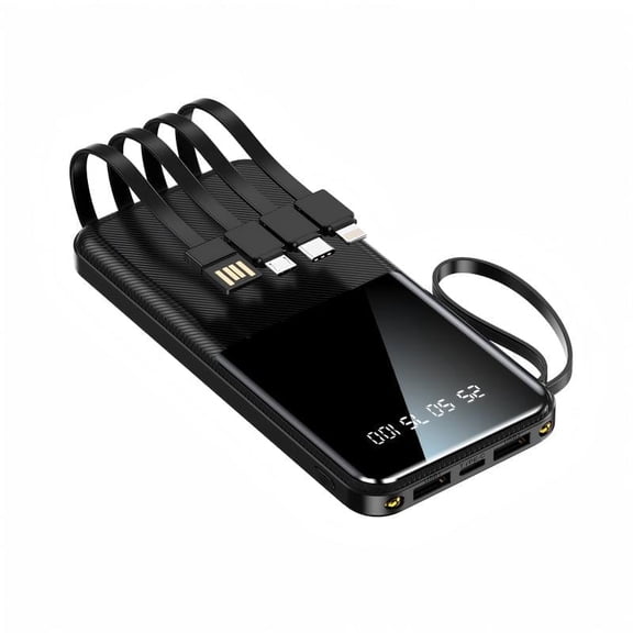 10000 mAh, 20W fast charging, portable large-capacity power supply, outdoor mobile emergency power equipment, Type-c/USB data cable charging, intelligent digital display and flash light