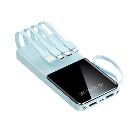 10000 mAh, 20W fast charging, portable large-capacity power supply, outdoor mobile emergency power equipment, Type-c/USB data cable charging, intelligent digital display and flash light