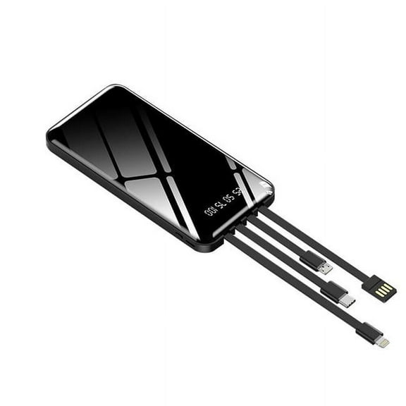 10000 mAh Power Bank with Built-in Full Set Charging Cables