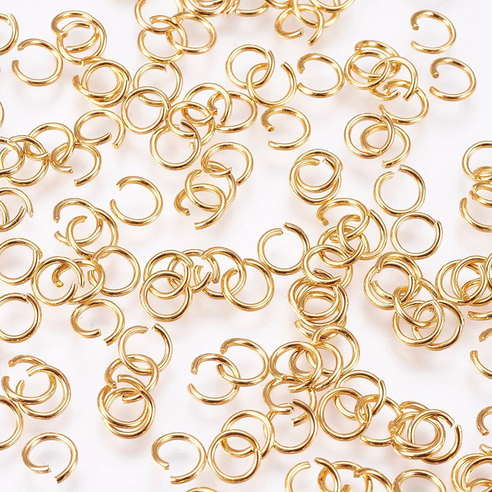 10000 pc 304 Stainless Steel Open Jump Rings Round for DIY Jewelry Crafting Real 24K Gold Plated 21 Gauge 5x0.7mm.DIY