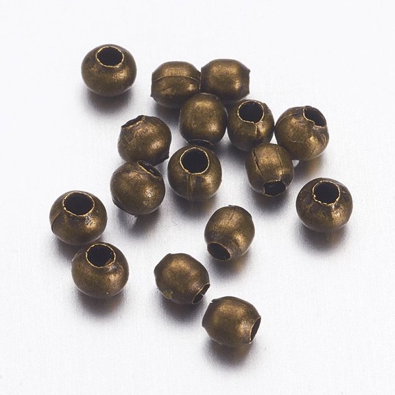 10000 pc Brass Spacer Beads Seamless Antique Bronze Round 2.4mm Hole: 0.8mm