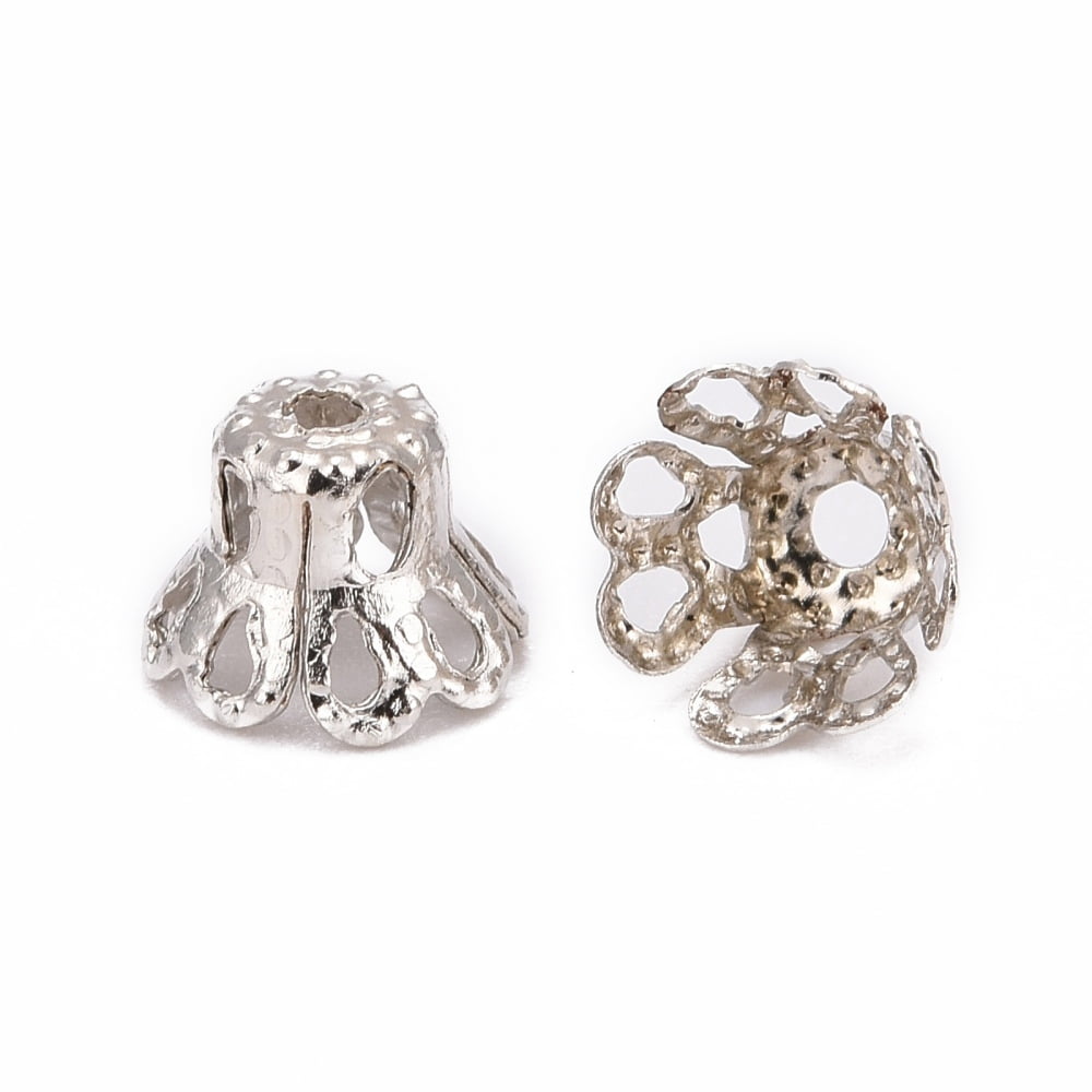10000 pc Iron Bead Caps Platinum 6x4.5mm Hole: 1mm Inner Diameter: 5mm