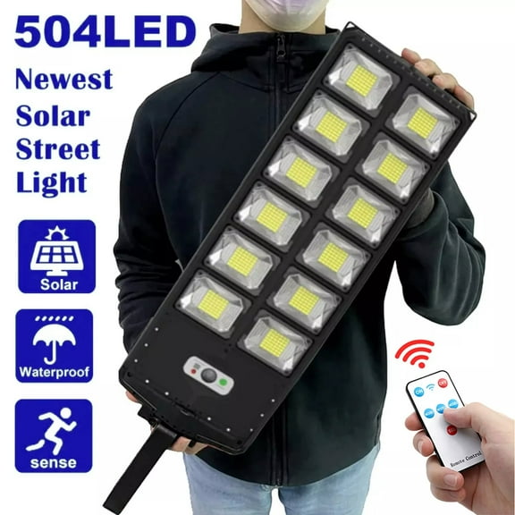 1000000LM Solar Street Lights Outdoor Waterproof, 6500K 504 LEDs with Motion Sensor for Parking Lots, Yards, and Area Lighting - Dusk to Dawn, Solar-Powered