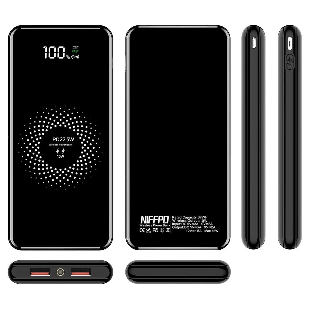 1000000mAh Qi Wireless Power Bank Backup Fast Portable Charger External Battery