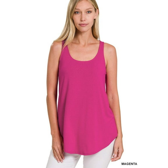 Sleeveless Round Neck  Round Hem Top