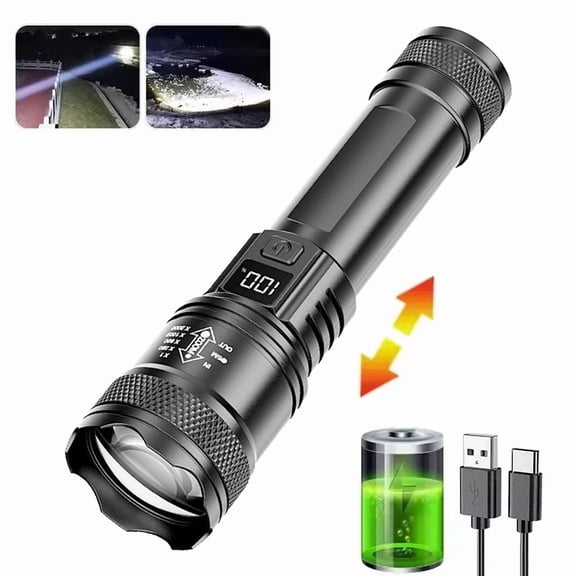 Super Bright Rechargeable LED Tactical Walking Cane Flashlight for Outdoor Camping Fishing