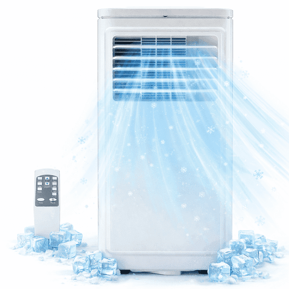 KEYTEK 10000BTU Portable Air Conditioner Cools up to 450 Sq ft.,4-in-1 Standing AC Unit with Cooling,Dry,Sleep & Fan Modes,Remote Control,Window Kit Included