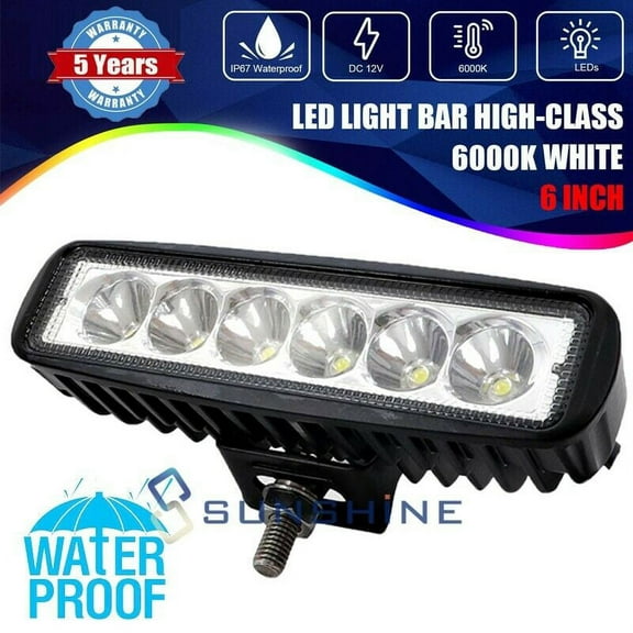 10000LM LED Work Light Bar 18W 6inch Flood Spot Combo Driving Truck Fog Lamp