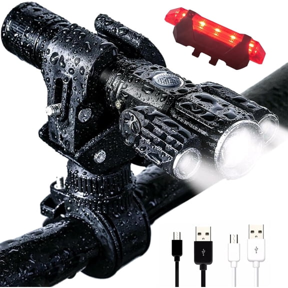 10000LM Rechargeable Bike Light Set, 4+4 Lighting Modes, Front and Rear Bicycle Lights, 18 Hours Working Time, IPX6 Waterproof Super Bright Safety Cycling Lamp for Night Riding Road Mountain Bike Use