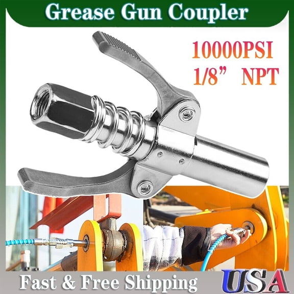 10000PSI Grease Coupler Heavy-Duty Quick Release Grease Gun Coupler 1/8 NPT
