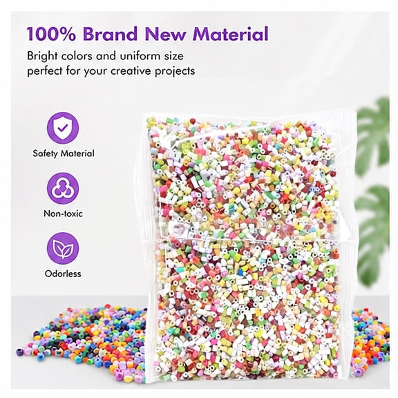 10000Pcs 2.6mm Mini Fuse Beads Bulk Refill Kit, Mixed Color Beads, Stress Relief Pixel Art 3D Craft Beads for DIY Decor, Keychains & Jewelry Making, Perfect for Back To School Art Class Projects