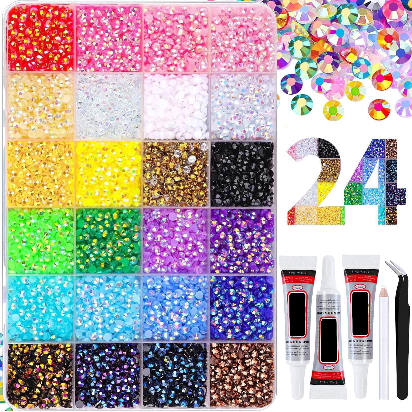 10000Pcs Resin Jelly Rhinestones – 3mm Flatback Gems for Bedazzling, Color-Changing Coating, with Tweezers & Jewelry Glue for Nail Art, Diamond Art, Crafts