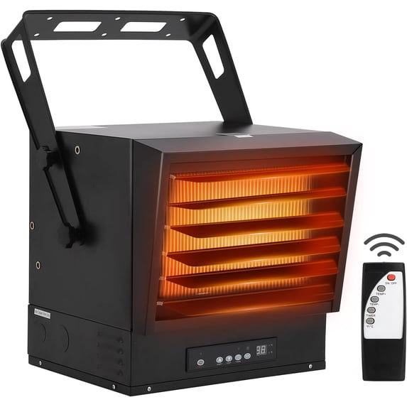 10000W Electric Garage Heater, 240V Garage Heater with Remote, Digital Fan-Forced Ceiling Mount Shop Heater, with Overheat Protection & 12-Hour Timer, for Workshop Garage