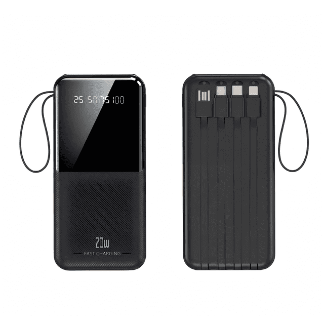 Sticker Ohs 10000mAh 20W Fast Charging Portable Power Bank with Built-in Cables ...