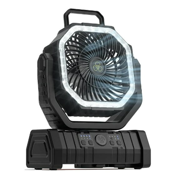 10000mAh Battery Fan Rechargeable with Hook&Bright LED Light Remote Control Timer Auto Oscillation Cordless Fan A