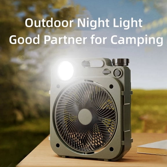 10000mAh Camping Fan with LED Lighting Rechargeable Desktop Portable Circulator Outdoor Fan Shake Electric Fan,B