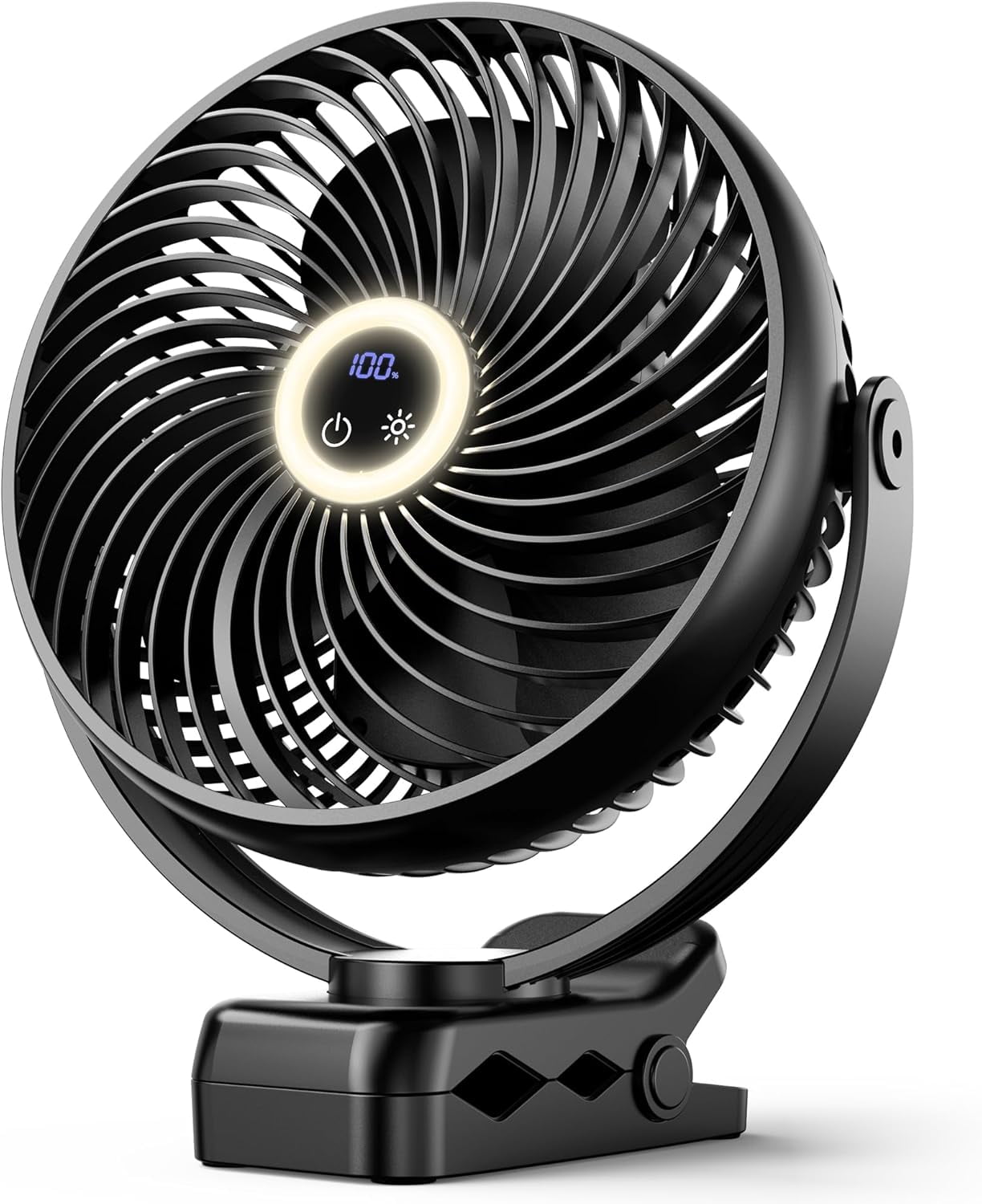 10000mAh Clip on Fan Rechargeable, 8-Inch Battery Operated Desk Fan, USB Fan, 4 Speeds, Strong Airflow, Sturdy Clamp for Golf Cart Office Desk Outdoor Travel Camping Tent Gym Treadmill,Black