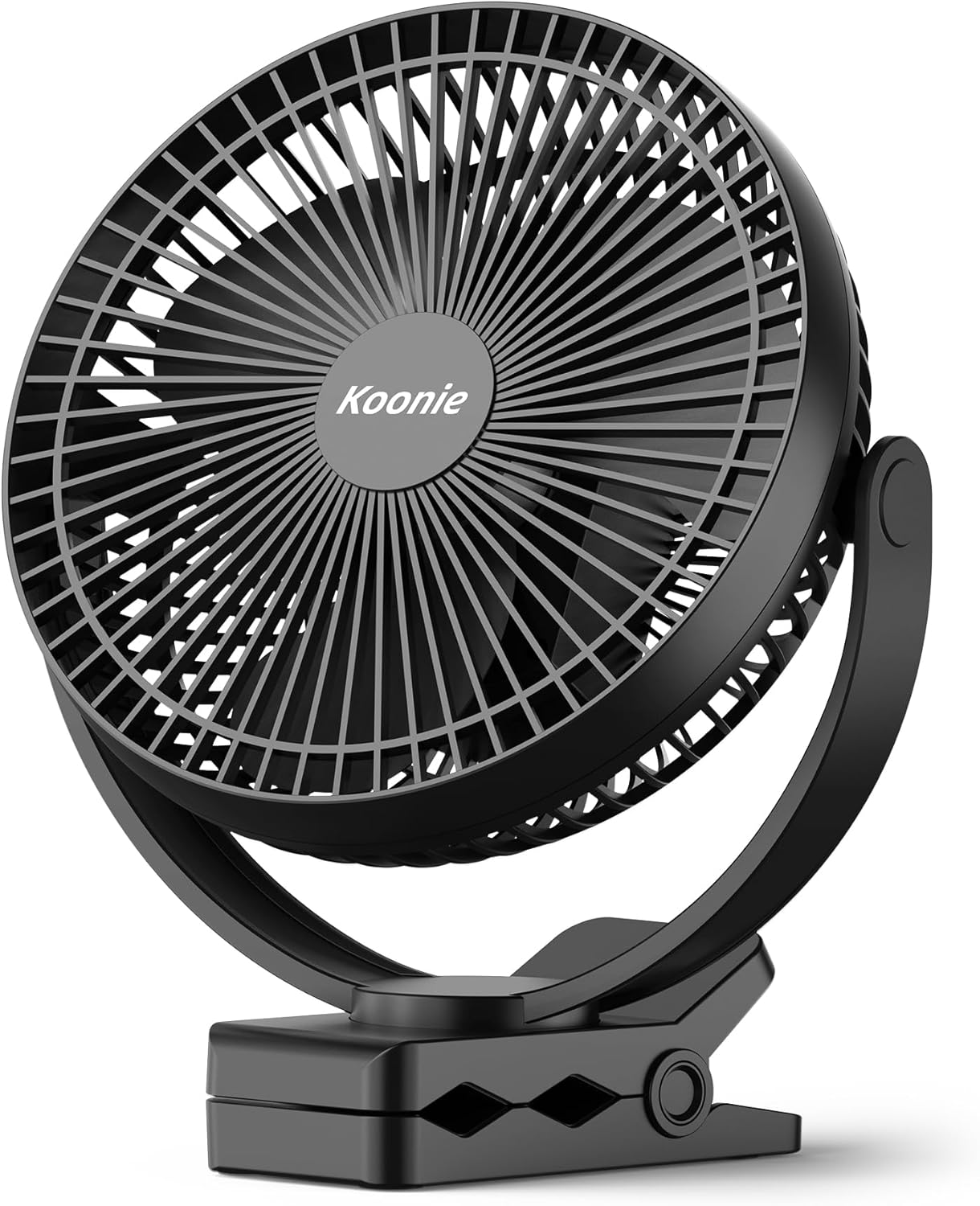 10000mAh Clip on Fan Rechargeable, 8-Inch Battery Operated Desk Fan, USB Fan, 4 Speeds, Strong Airflow, Sturdy Clamp for Golf Cart Office Desk Outdoor Travel Camping Tent Gym Treadmill,Black