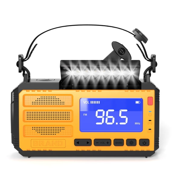 10000mAh Emergency Hand Crank Radio, AM/FM/NOAA Weather Alert, Solar Powered, 4 Charging Methods, 3-Mode Flashlight, Reading Lamp, SOS Alarm, Phone Charger, Orange