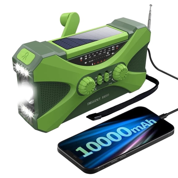 UMUTOO Portable AM FM Radio with Hand Crank- 10000mAh Power Bank, NOAA Weather Alert, LED Flashlight & SOS, Emergency Crank Radio for Home & Outdoors